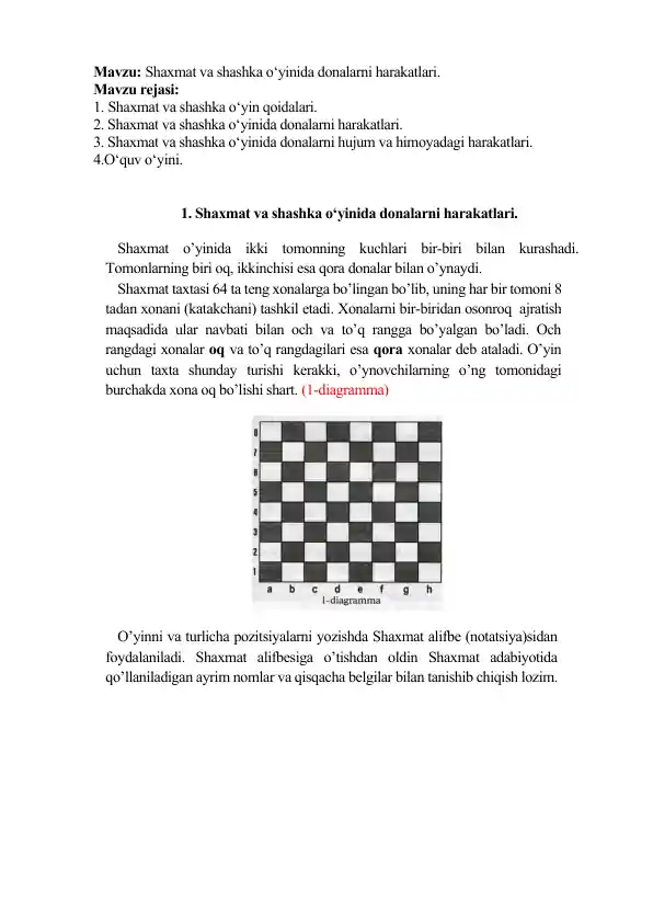 Shaxmat va shashka o‘yinida donalarni harakatlari