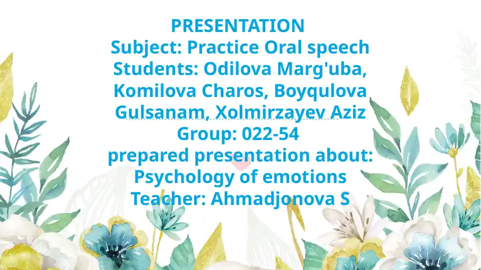 Psychology of emotions presentation