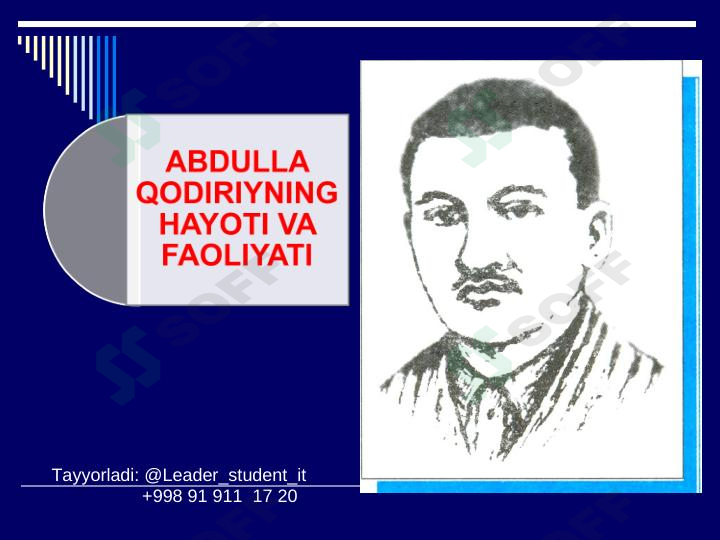ABDULLA QODIRIYNING HAYOTI VA FAOLIYATI