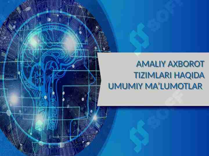 AMALIY AXBOROT TIZIMLARI HAQIDA UMUMIY MA’LUMOTLAR