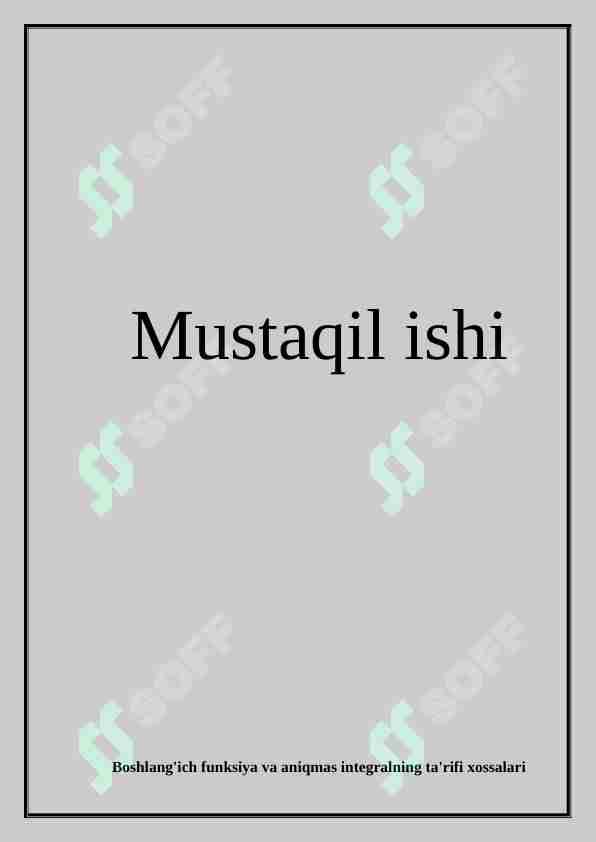 Aniqmas integral jadvali integrallash