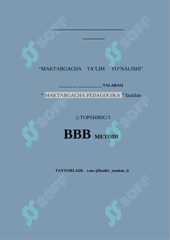 BBB METODI sog'lom ovqatlanish fanidan