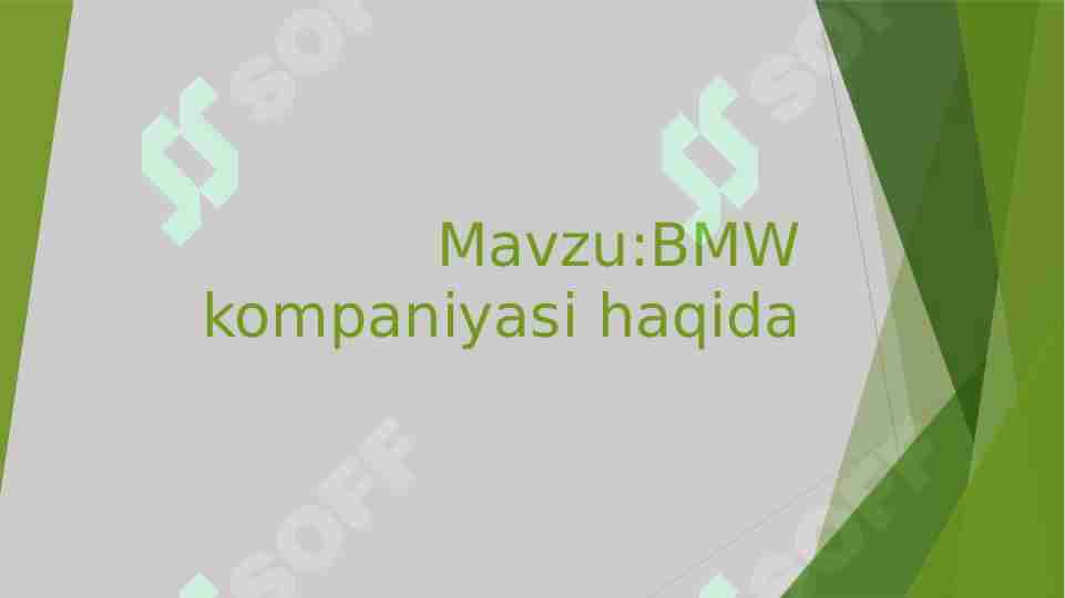 BMW kompaniyasi haqida