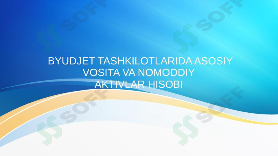 BYUDJET TASHKILOTLARIDA ASOSIY VOSITA VA NOMODDIY AKTIVLAR HISOBI
