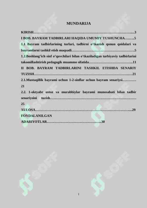 Boshlang'ich sinflarda bayram tadbirlarini tashkil etish metodikasi