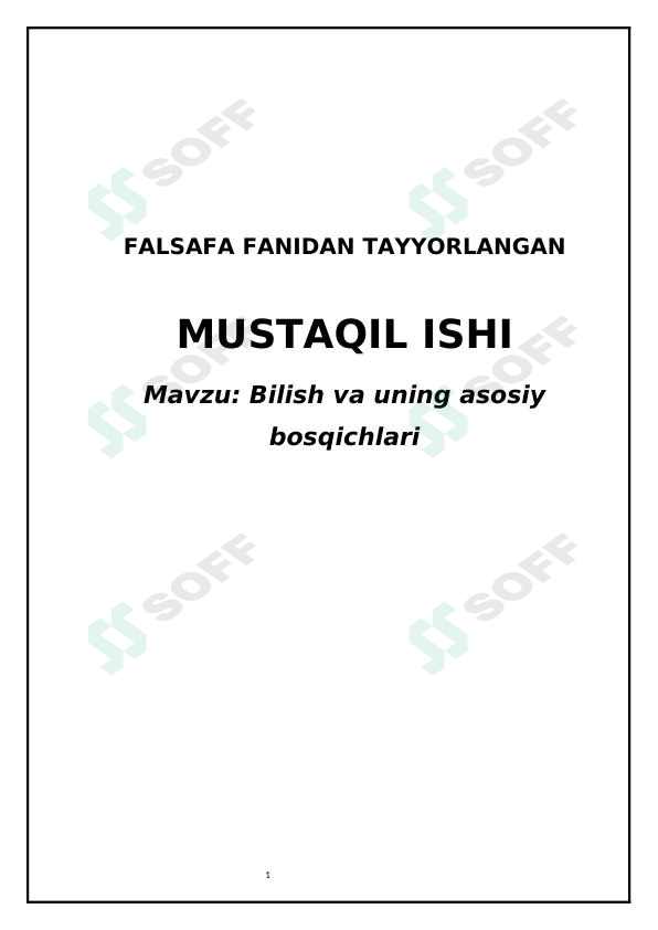 Bilish va uning asosiy bosqichlari