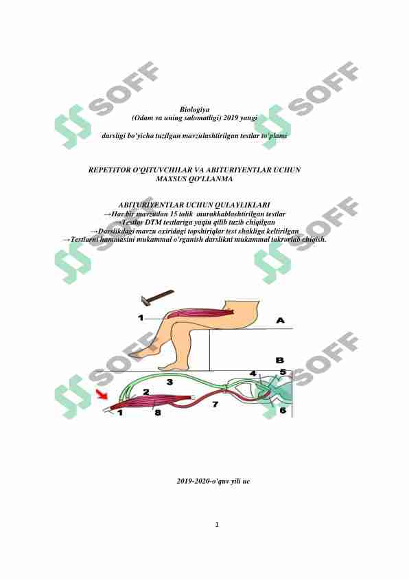 Biologiya 2023-2024-yil 8-sinf mavzulashgan test kitobcha
