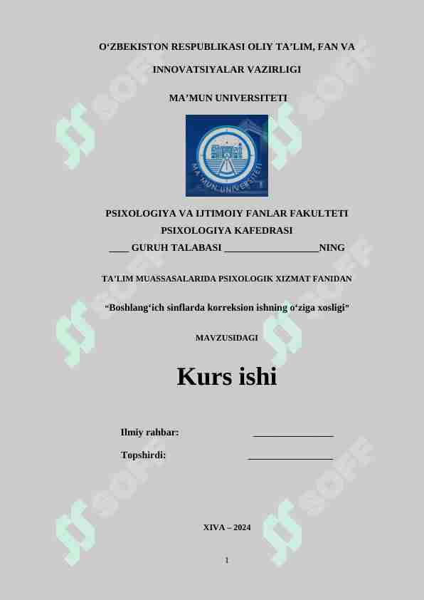 Boshlang'ich sinflarda korreksion ishning o'ziga xosligi