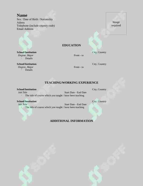 CV-Curriculum vitae original sample form