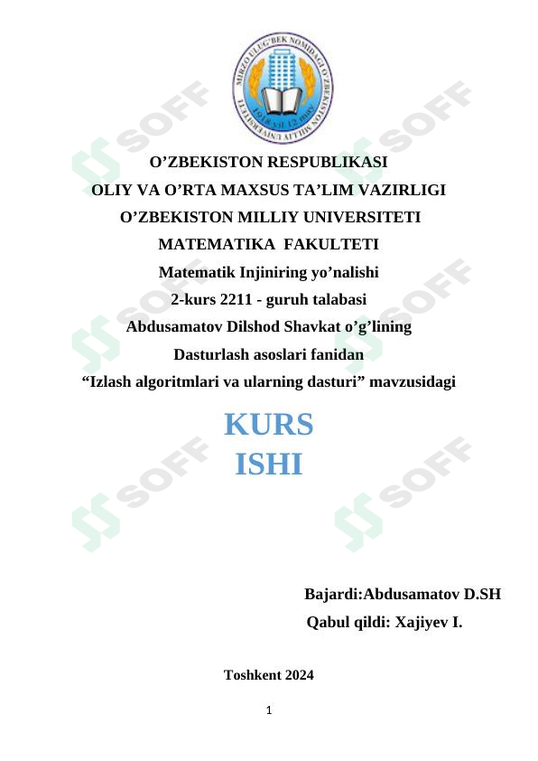 Izlash Algoritmlari va ularning dasturi
