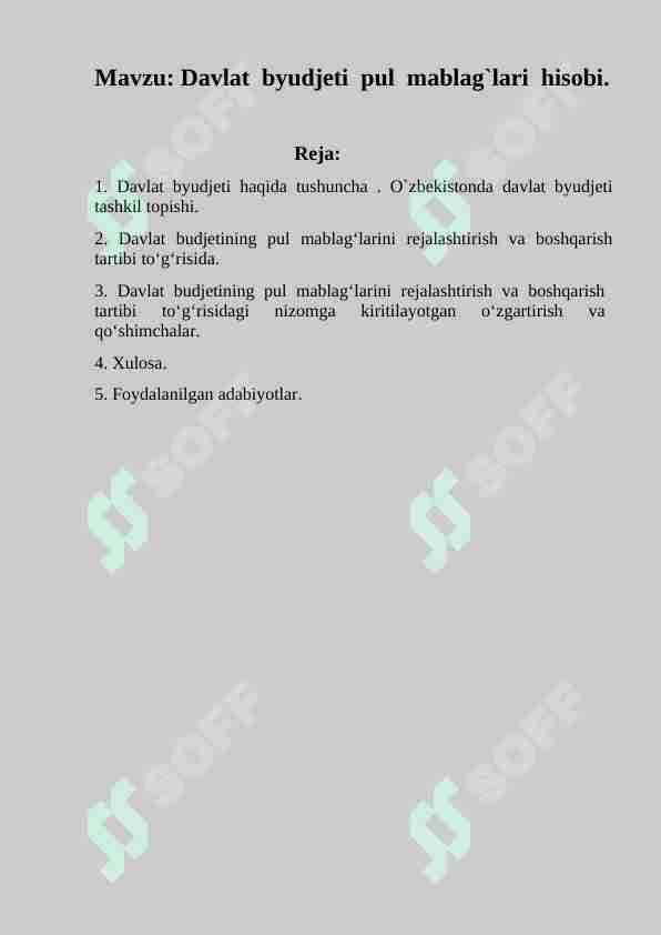Davlat byudjeti pul mablag`lari