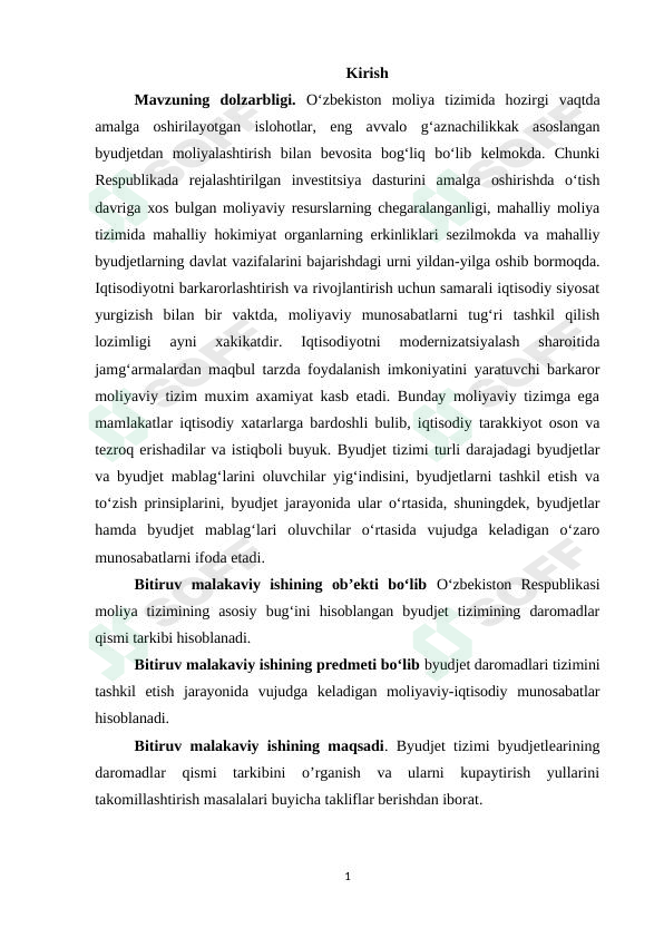 Davlat byudjetining daromadlari tarkibi va ularni shakllantirish muommolari