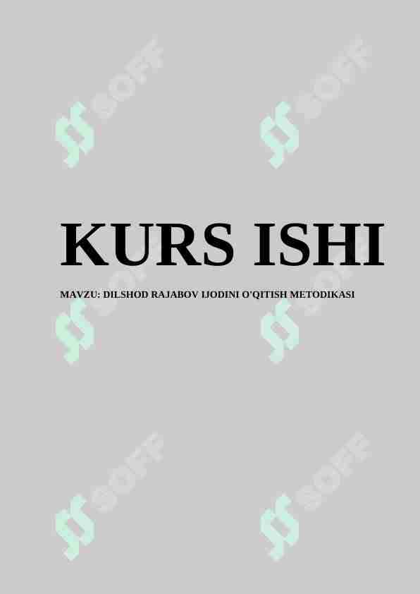 DILSHOD RAJABOV IJODINI O'QITISH METODIKASI