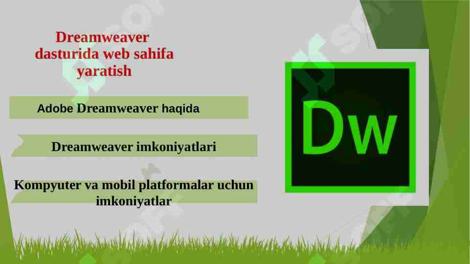 Dreamweaver dasturida web sahifa yaratish