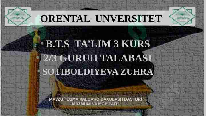 EGMA xalqaro baholash dasturiga kirish