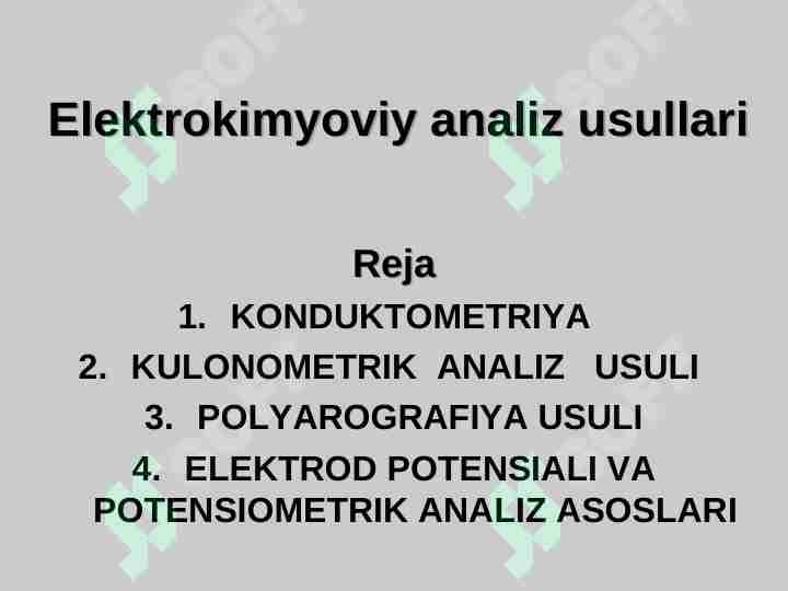 Elektrokimyoviy analiz usullari