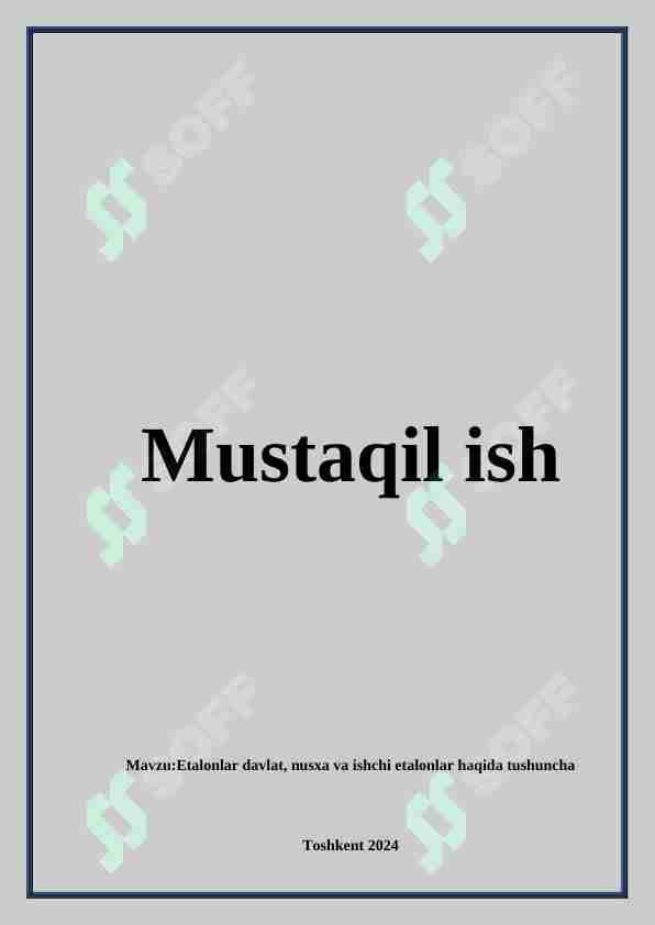 Etalonlar davlat, nusxa va ishchi etalonlar haqida tushuncha