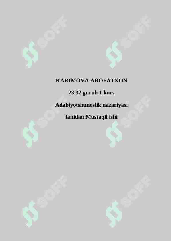 FOROBIYNING "SHE'R SAN'ATI" ASARI TAHLILI