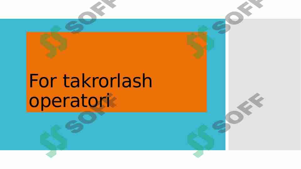 C++ For Takrorlash operatori