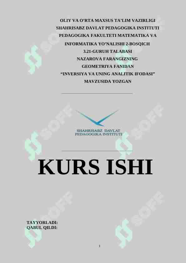 Inversiya va uning amaliy ifodasi