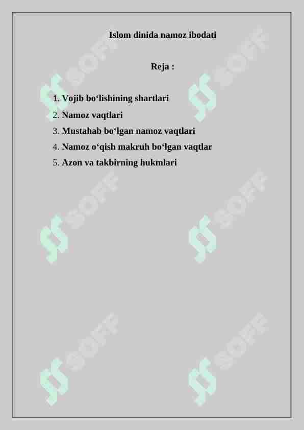 Islom dinida namozga kirish