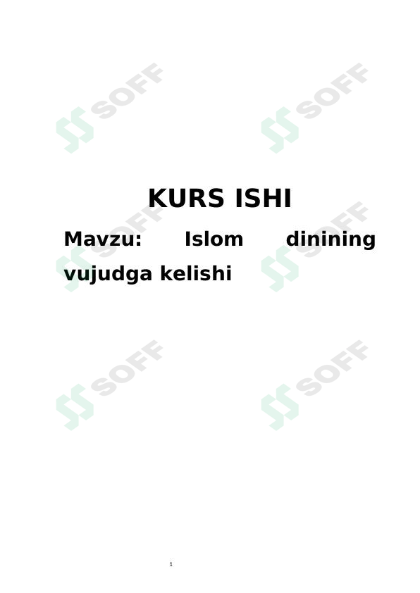 Islom dinining vujudga kelishi