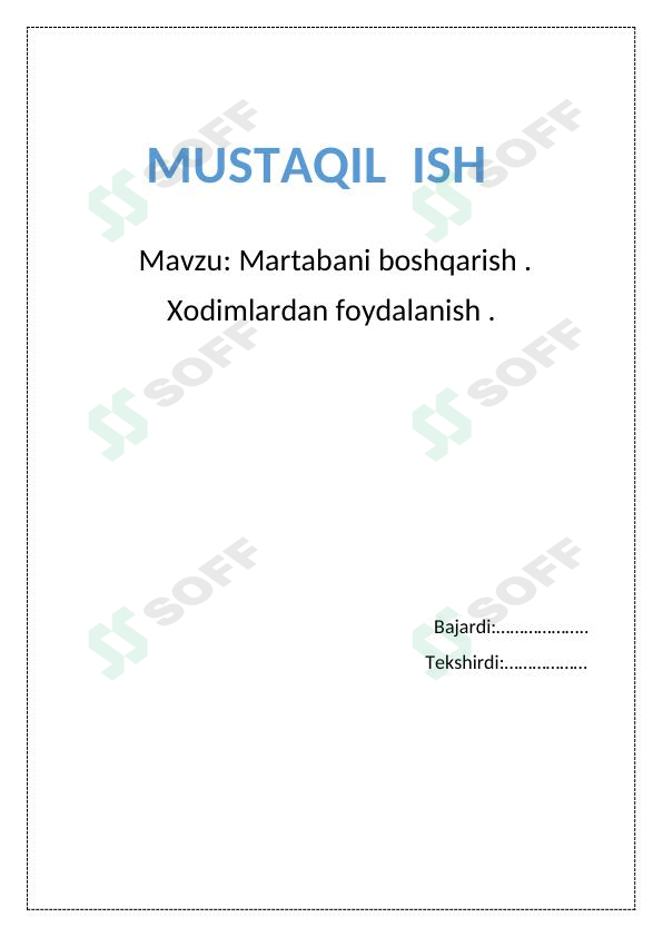 Martabani boshqarish.