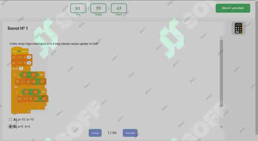 Kuzgi attestatsiya 2024 informatika fanidan test