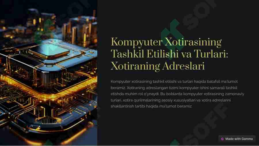 Kompyuter Xotirasining Tashkil Etilishi va Turlari: Xotiraning Adreslari