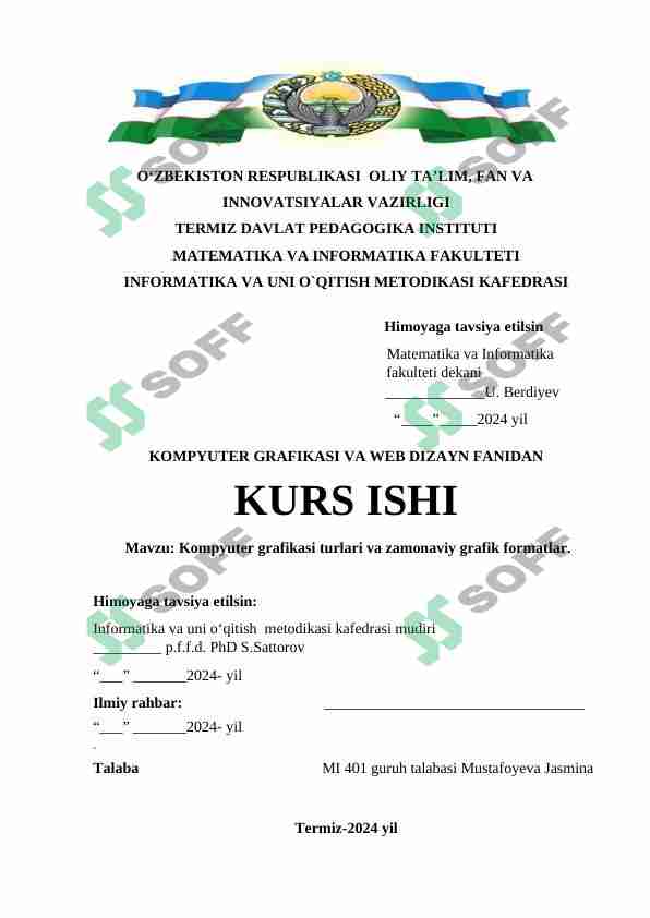 Kompyuter grafikasi turlari va zamonaviy grafik formatlar