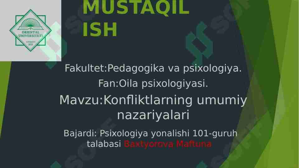 Konfliktlarning umumiy nazariyalari