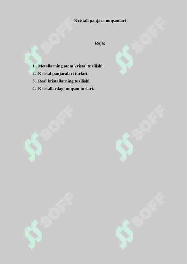 Kristall panjaralari nuqsonlari