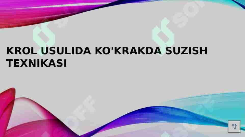 Krol usulida ko'krakda suzish texnikasi