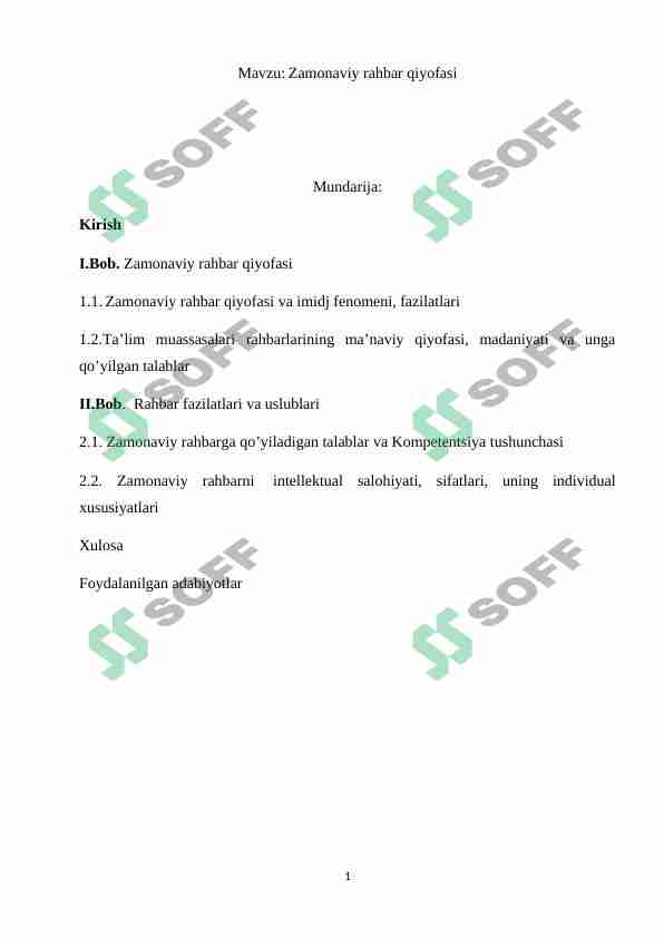 Zamonaviy rahbar qiyofasi