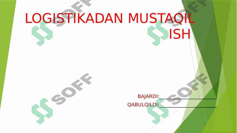 Logistikada omborlarning turlari va ularning tasniflanishi