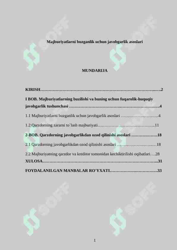 Majburiyatlarni buzganlik uchun javobgarlik asoslari