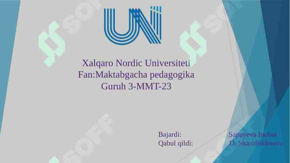 Maktabgacha yoshdagi bolalarga sensor tarbiya