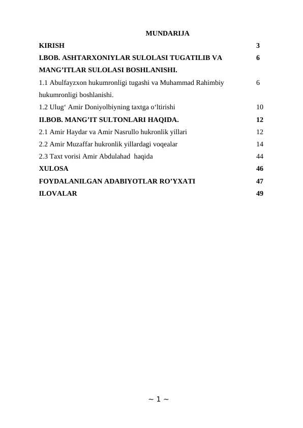 Mangʻit Sultonlarning taʼrixi