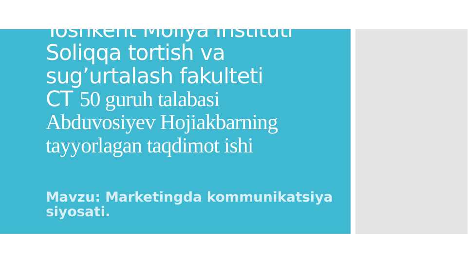 Marketingda kommunikatsiya siyosati
