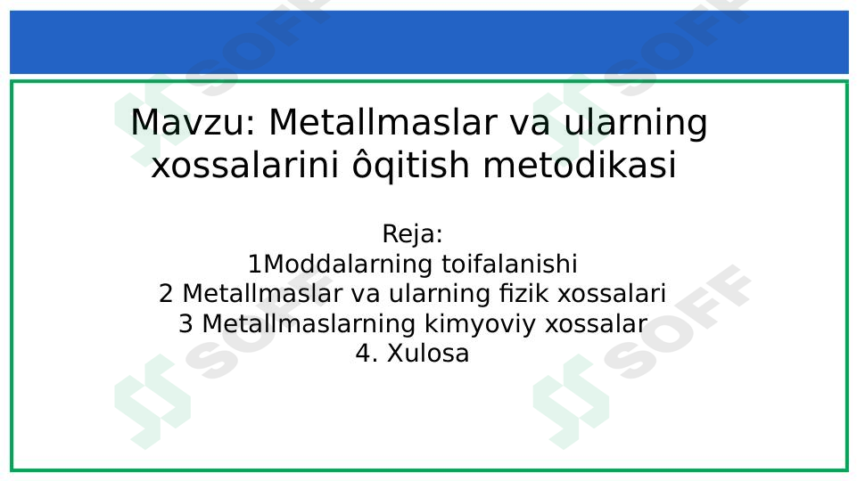 Metallmaslar va ularning xossalarini o'qitish metodikasi
