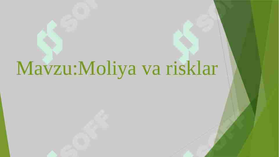 Moliya va risklar