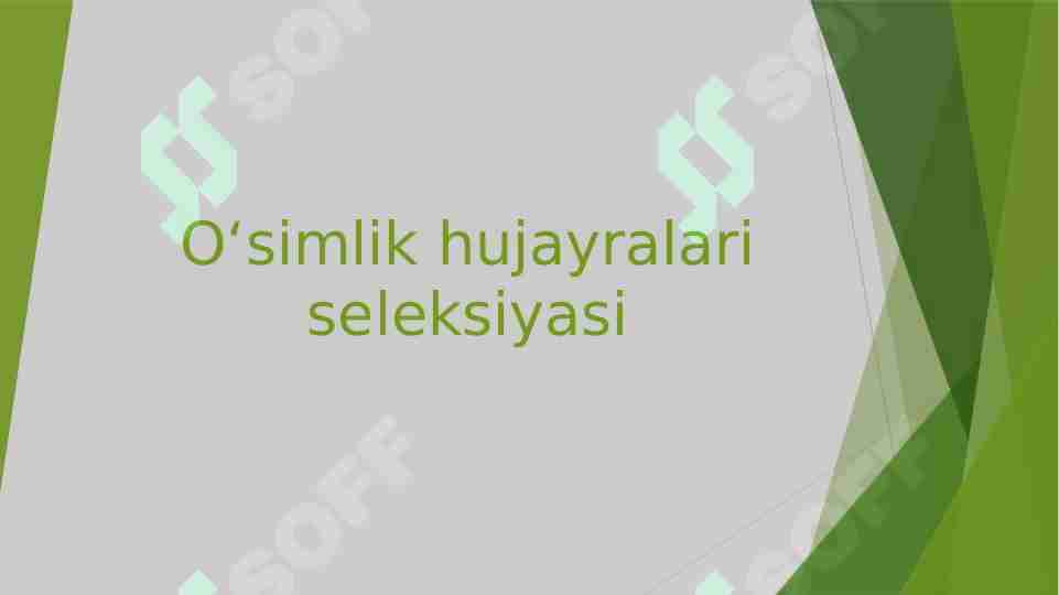 Oʻsimlik hujayralari seleksiyasi
