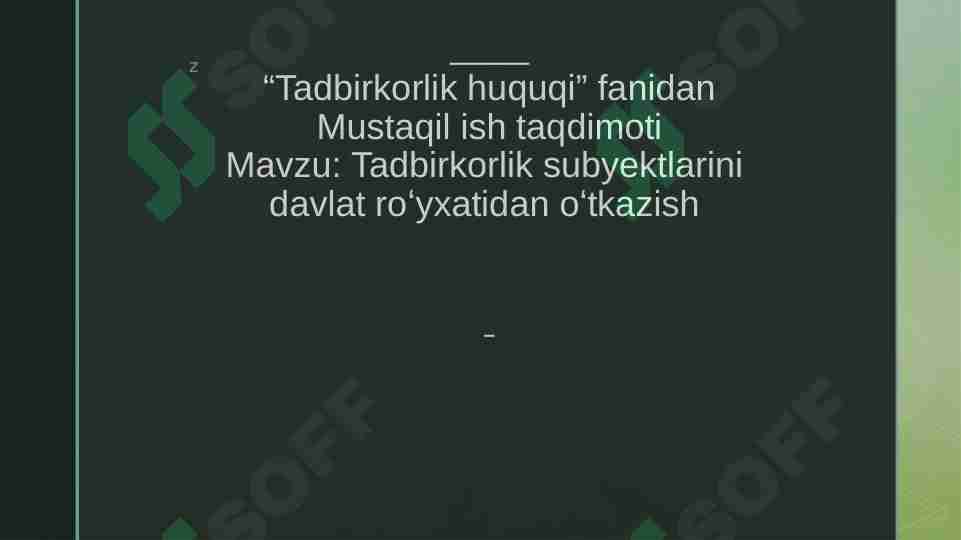Tadbirkorlik subyektlarini davlat roʻyxatidan oʻtkazish