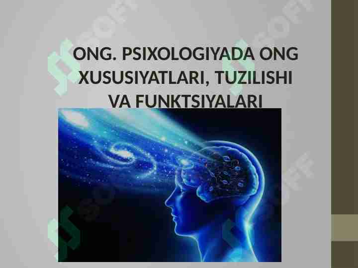 Ong. Psixologiyada ong - xususiyatlari, tuzilishi va funktsiyalari