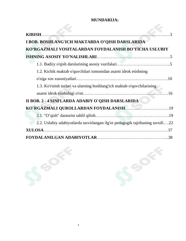 O‘QISH DARSLARIDA KO‘RGAZMALI VOSITALARDAN FOYDALANISH