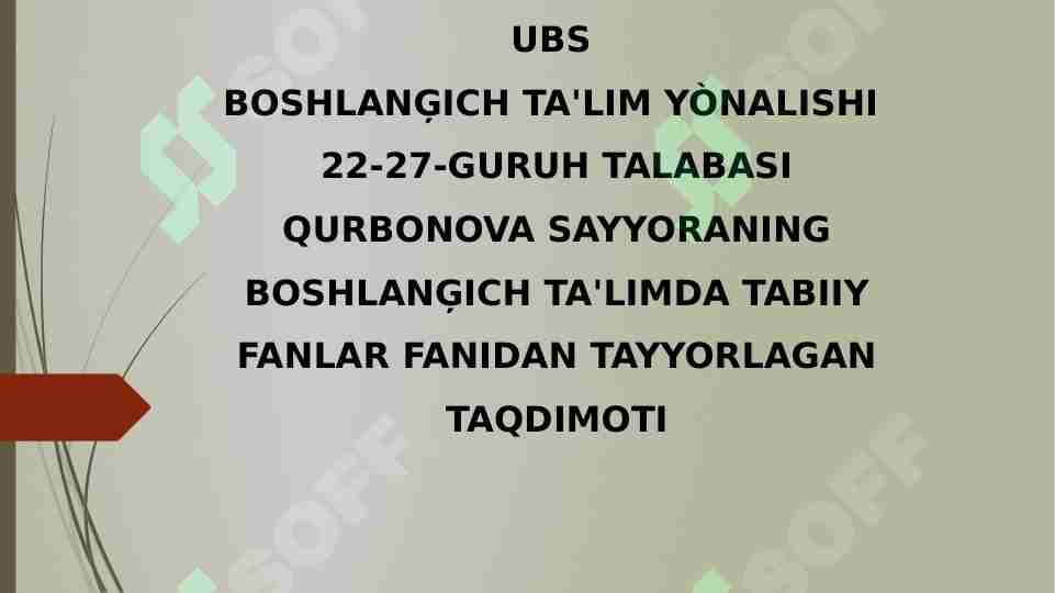 Oz komplektlangan maktablarda tabiiy fanlar darslarini loyihalash