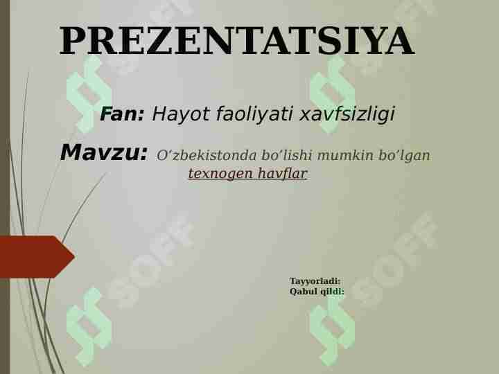 O’zbekistonda bo’lishi mumkin bo’lgan texnogen havflar