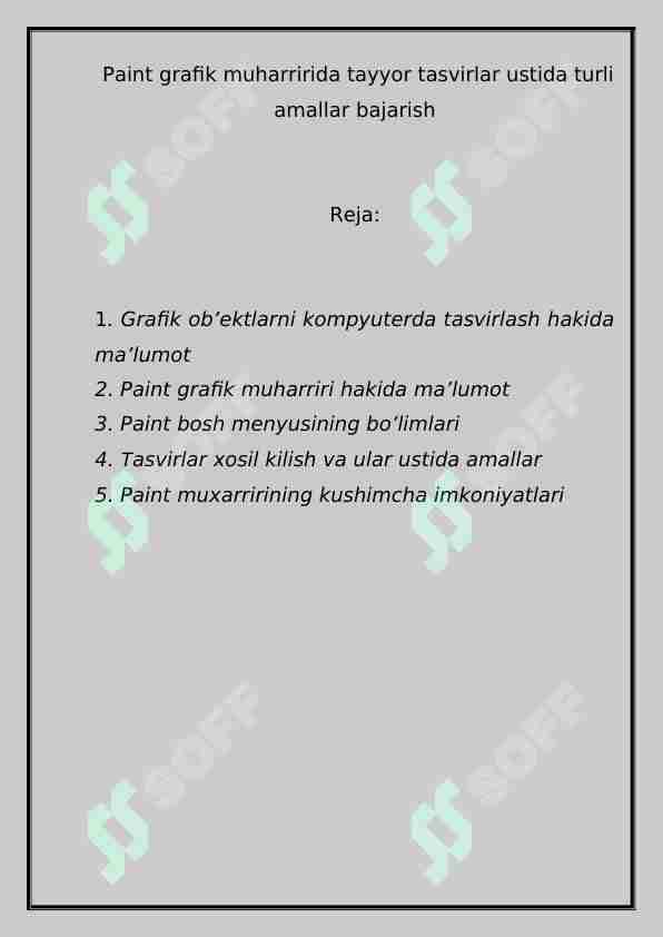 Paint grafik muharririda tayyor tasvirlar ustida turli amallar bajarish