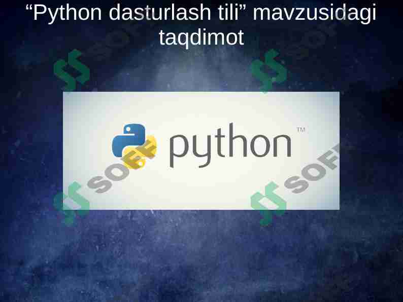 “Python dasturlash tili” mavzusidagi taqdimot.