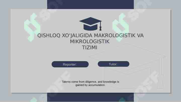 Qishloq xo'jaligida makrologistik va mikrologistik tizim